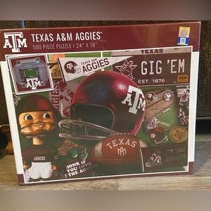 New TEXAS A&M Aggies 500 Piece Puzzle 24”x18” Gig 'Em Bobblehead NCAA (S)